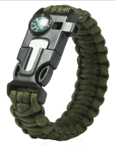 Survival Wristband 5-in-1 Paracord, Flint, Whistle, Compass and Scraper