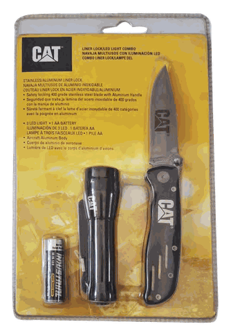 CAT Light Combo Liner Lock Knife and LED Torch Set