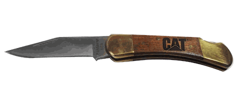 CAT Stainless Lockback Folding Knife with Brass Bolsters