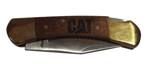 CAT Stainless Lockback Folding Knife with Brass Bolsters, image 3